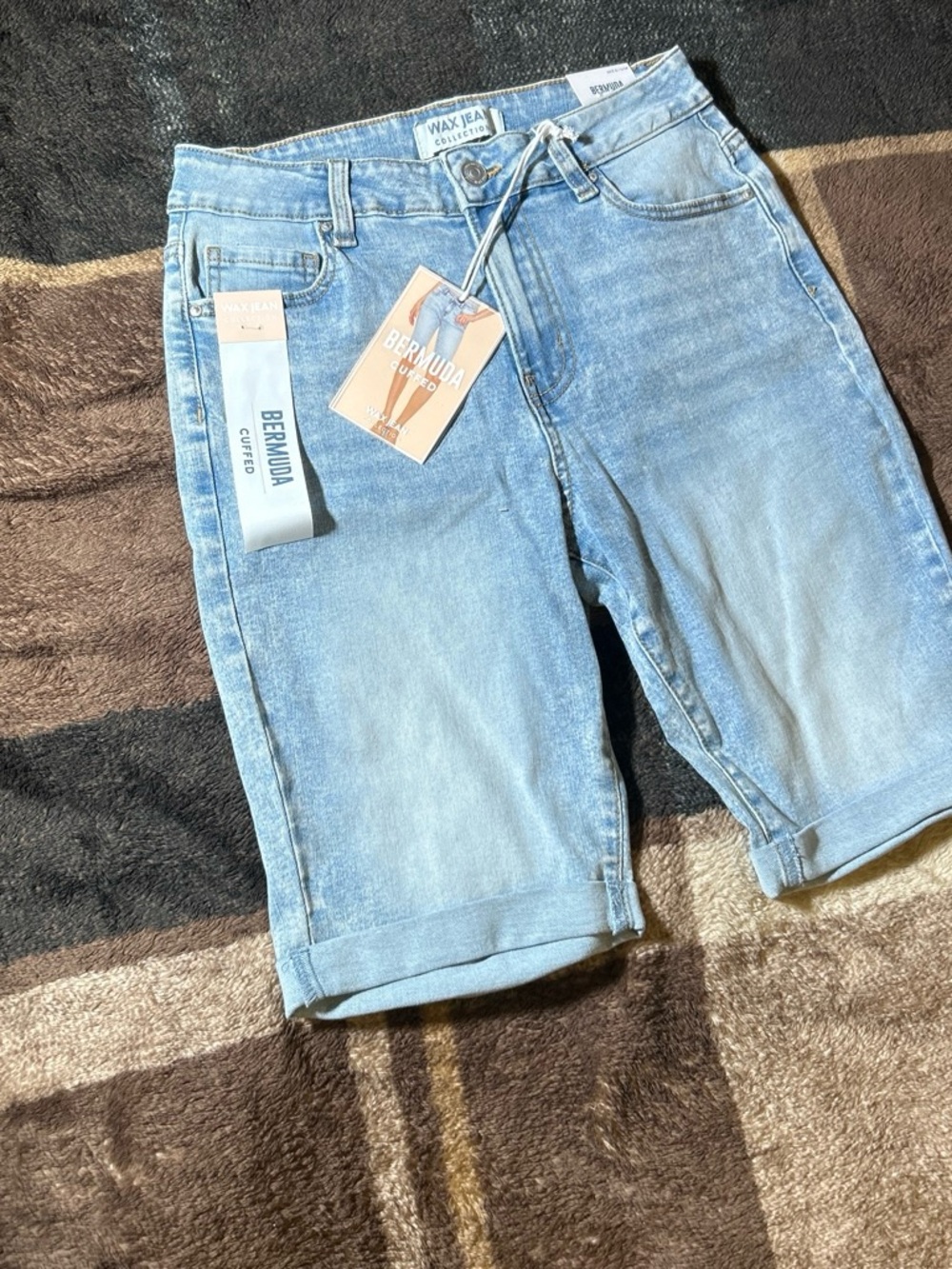Nike Light Blue High-Low Denim Bermuda Shorts